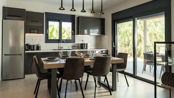 Villa | Private kitchen | Fridge, oven, stovetop, coffee/tea maker