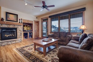 TV, fireplace, DVD player, stereo