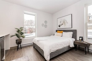 1 bedroom, desk, iron/ironing board, travel cot