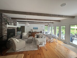 TV, DVD player, ping pong, video library