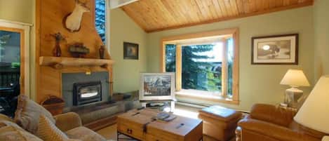 Televisión y chimenea