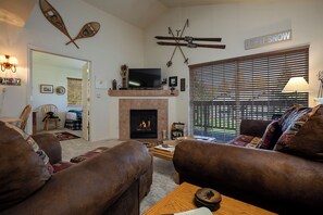 TV, fireplace