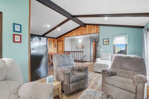 Televisión, chimenea y videoteca 