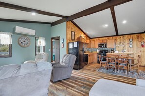 Televisión, chimenea y videoteca 