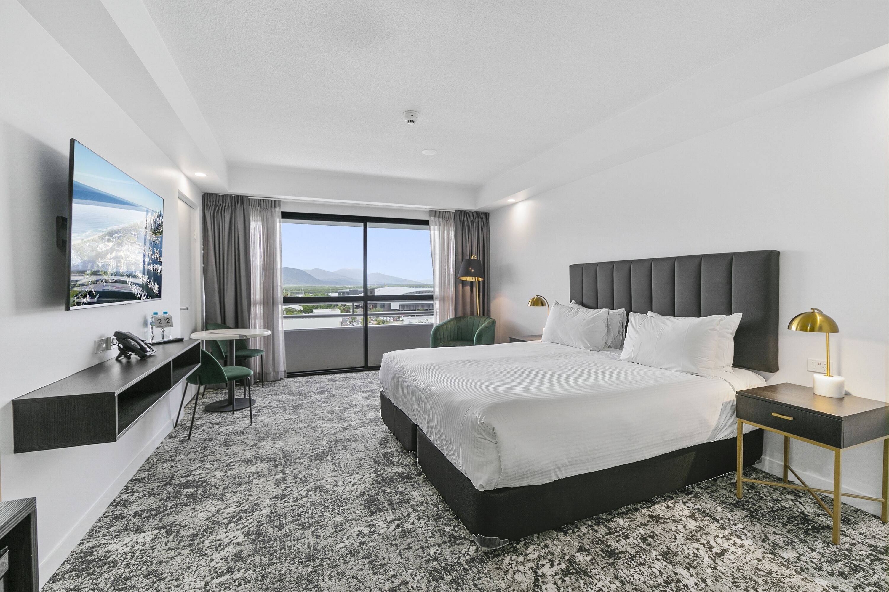 Premium bedding, pillow-top beds, laptop workspace, free WiFi