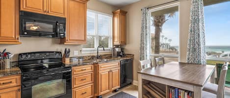 Microwave, oven, dishwasher, coffee/tea maker