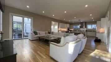 Smart TV, fireplace, offices, printers