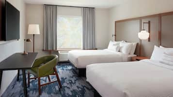 Hypo-allergenic bedding, desk, laptop workspace, iron/ironing board