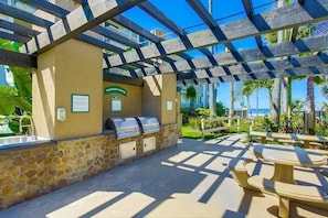Relax in our shaded patio area, complete with barbecue grills and picnic tables.