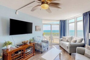 TV, DVD player, video library