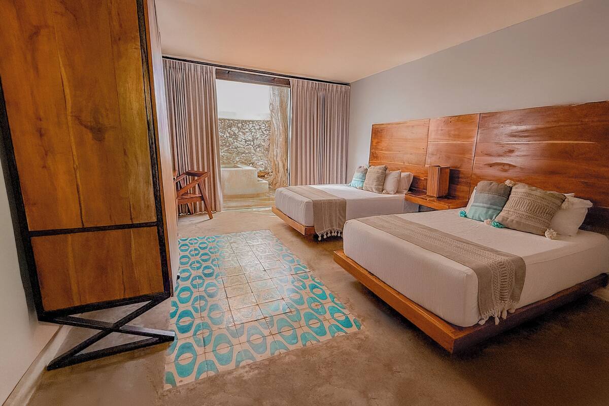Standard Double Room, 2 Queen Beds, Private Pool | Premium bedding, in-room safe, blackout drapes, soundproofing