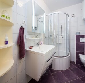 シャワー、ヘアドライヤー、タオル