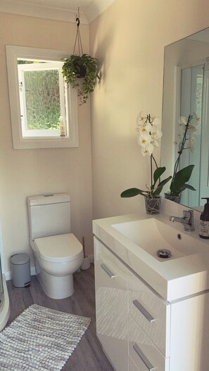 Shower, rainfall showerhead, hair dryer, towels - Sun Kissed Beach Haven (Waitarere Beach)