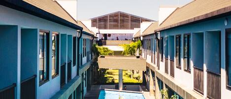 Outdoor pool, pool loungers