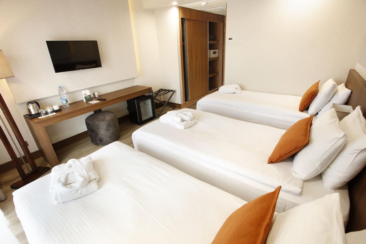 Deluxe Triple Room, 1 Bedroom, Mountain View | Premium bedding, in-room safe, laptop workspace, free WiFi