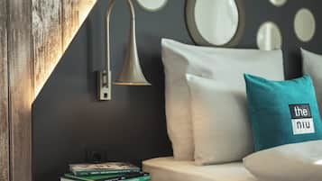 In-room safe, desk, soundproofing, cribs (free)