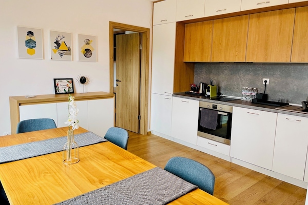 Elite Apartment | Living area | 43-inch Smart TV with cable channels, TV