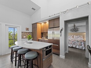 Fridge, microwave, oven, stovetop - Hidden Gem, peaceful and private tropical vacation home with a water overlook (Cape Haze)