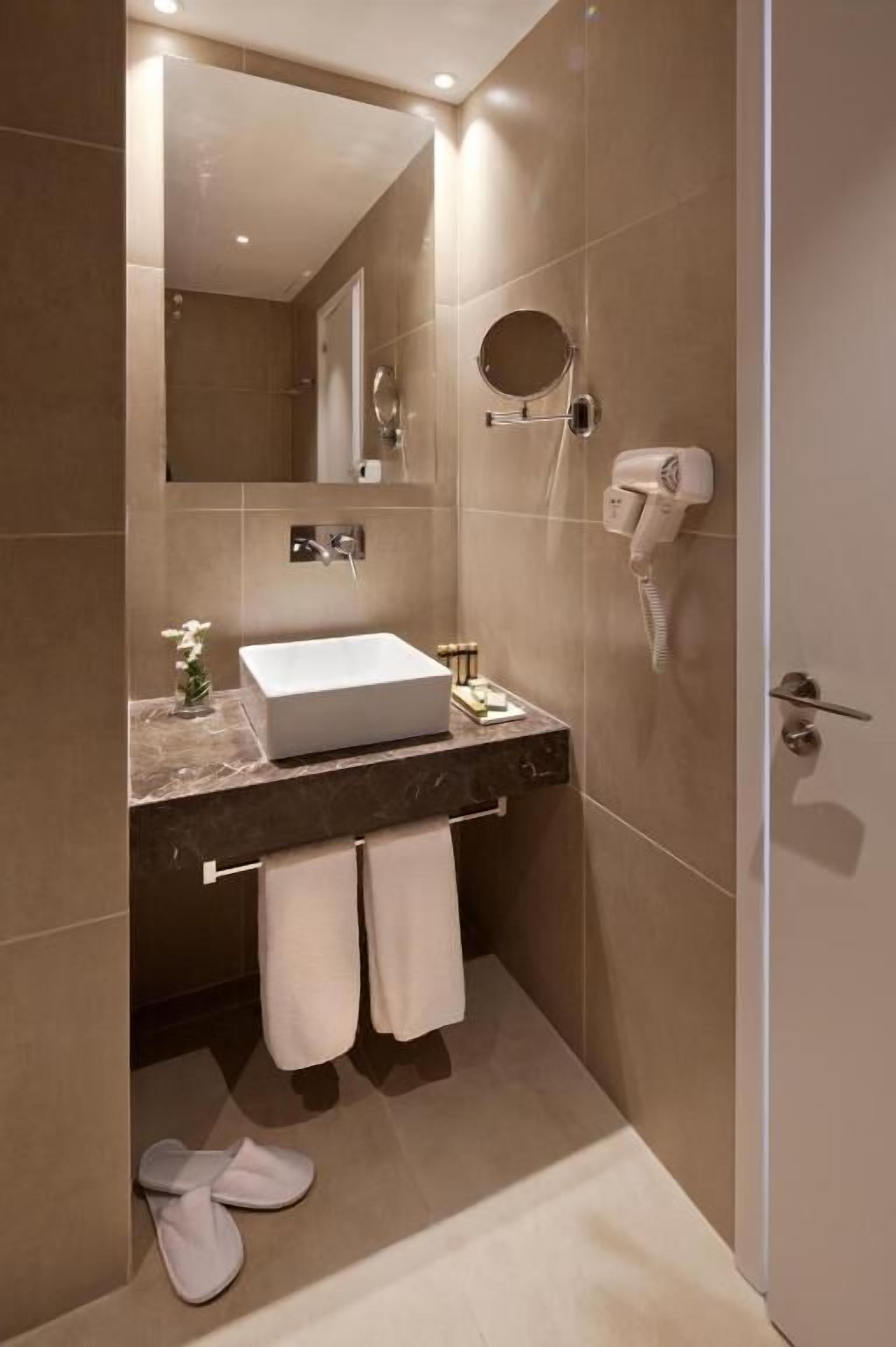 free toiletries, hair dryer, bathrobes, towels