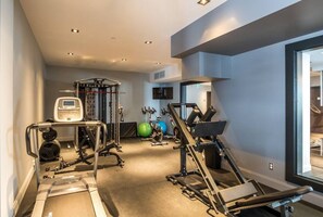 Work out in style with a variety of equipment and natural light.