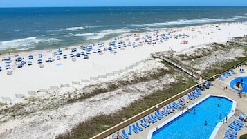 On the beach, beach towels