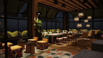 2 restaurantes, é servido café da manhã