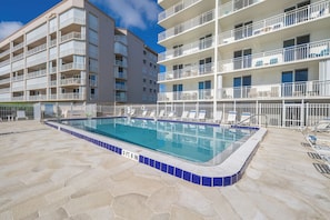 Outdoor pool, a heated pool - Oceanfront Condo w/ Pool View, Sleeps 6, Steps to Sand Unit 101 (Indian Harbour Beach)