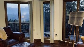 Smart-tv, een open haard, videospelletjes en Netflix