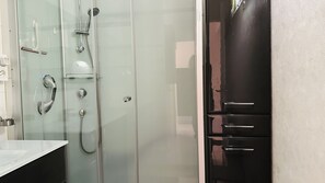 Combined shower/tub, hair dryer