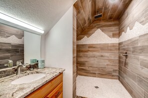 Hair dryer, towels, toilet paper