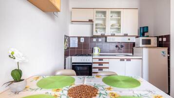 Fridge, microwave, oven, highchair