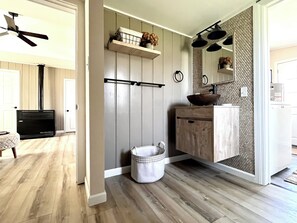 Interior - Cozy cabin retreat in rustic setting. Private lake, bonfire under the stars! (Lake)