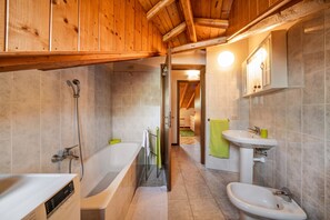 Bañera, secador de pelo, toallas