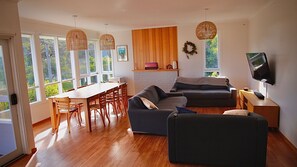 Fernseher, Kamin, Bücher, Streaming-Dienste