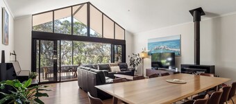 Nestled amongst the leafy trees, Gum Nuts a very Australian styled simple but sophisticated property