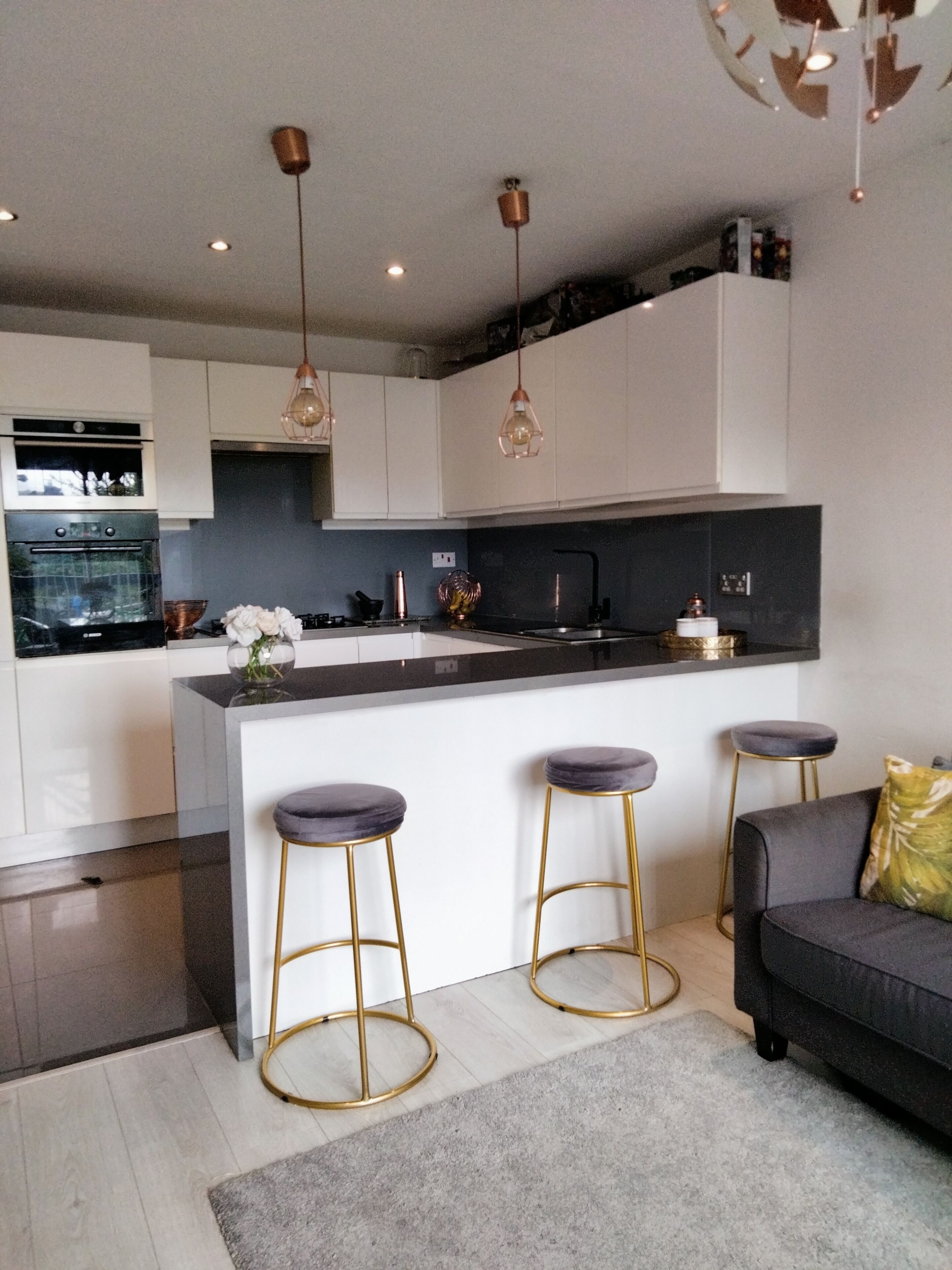 Fridge, microwave, oven, electric kettle