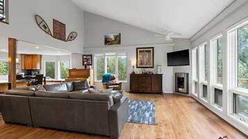 TV, fireplace, video games, ping pong