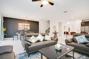 House, Multiple Bedrooms | Living room - 9 Bed Storey Lake Resort Game Room/pool 9 Bedroom Home by RedAwning (Kissimmee)