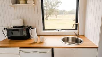 Fridge, microwave, stovetop, toaster