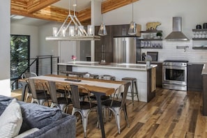 Fridge, microwave, oven, stovetop - Modern 3BR Chalet w/ Hot Tub & Mt. Quandary Views! (Blue River)