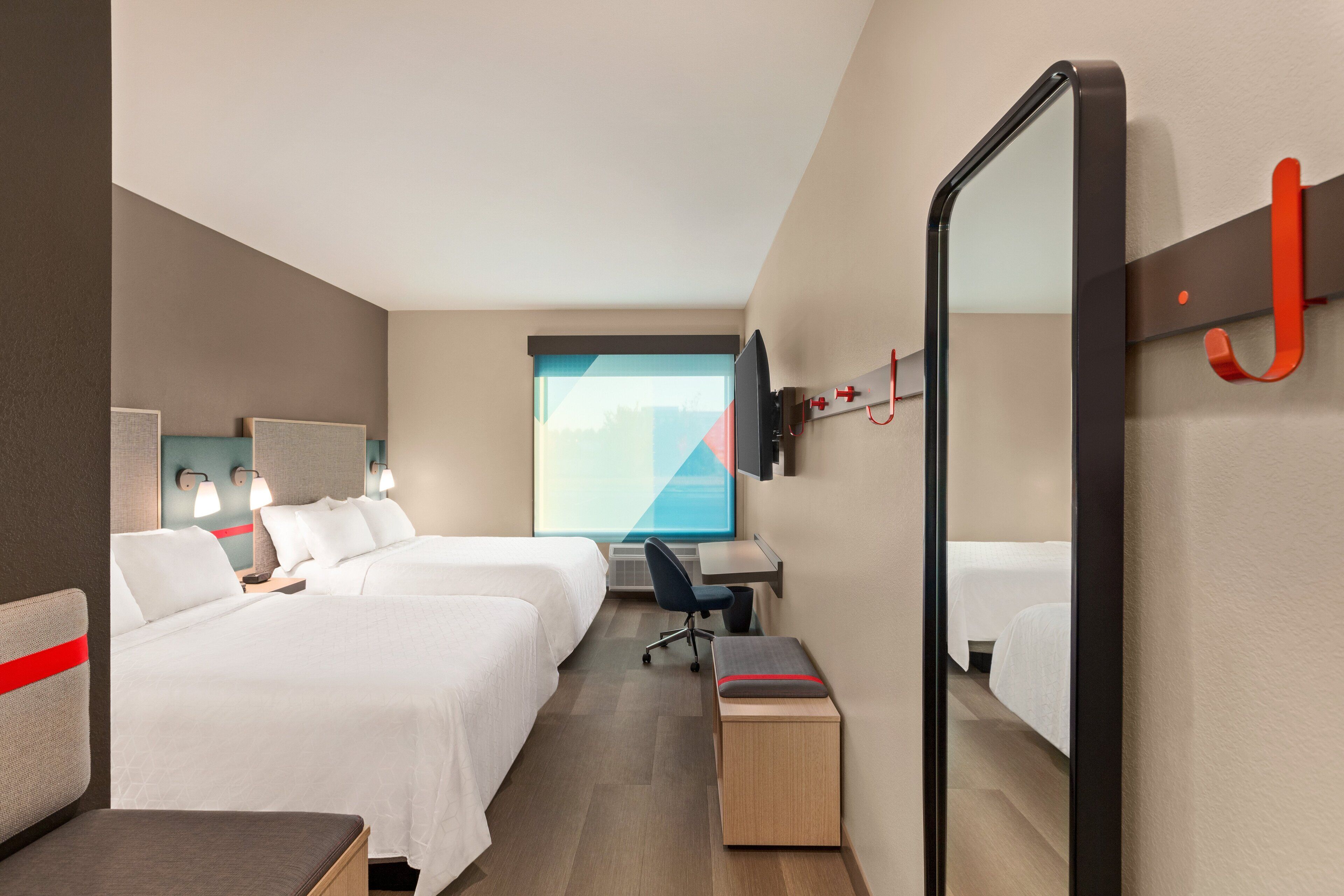 1 bedroom, desk, laptop workspace, blackout curtains