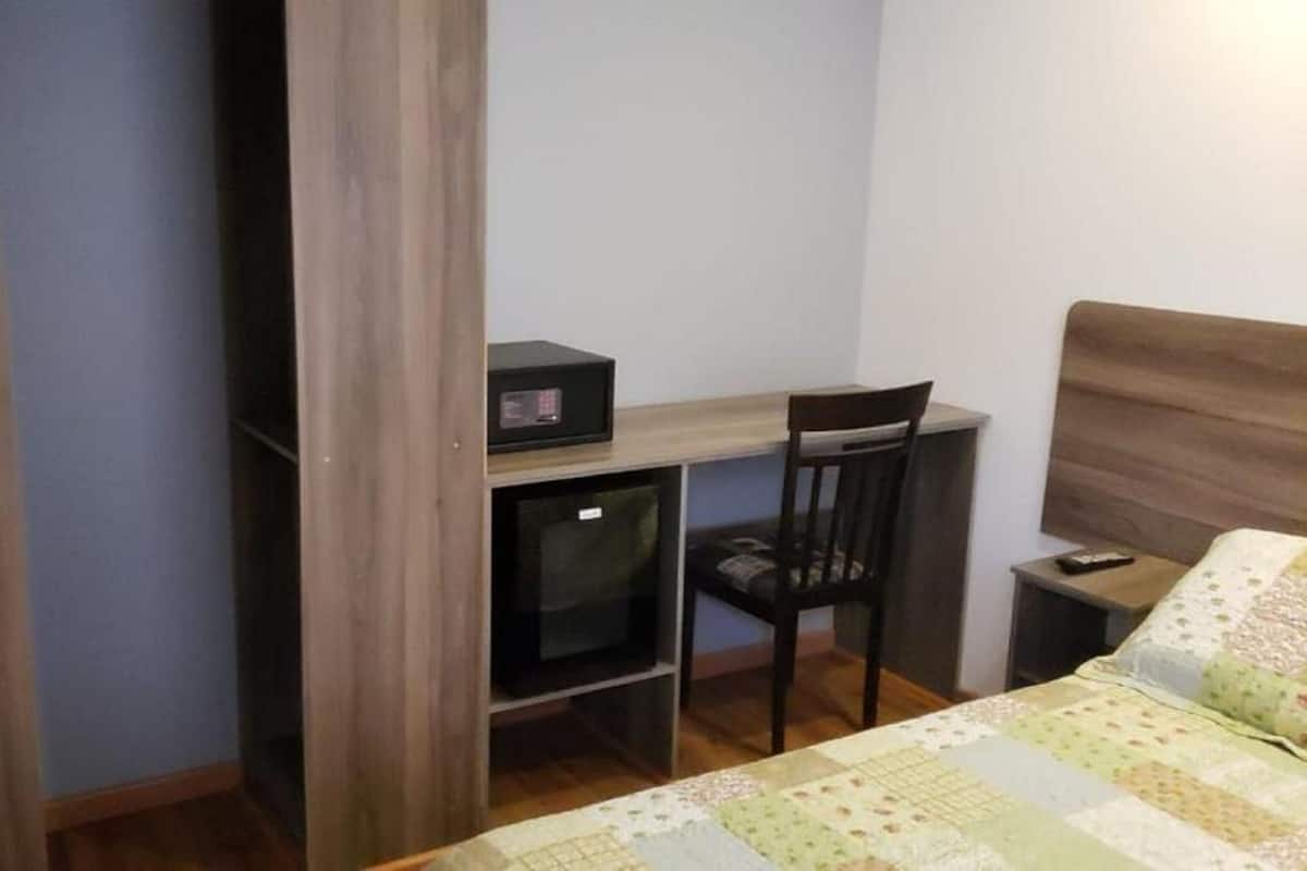 Desk, free WiFi, bed sheets