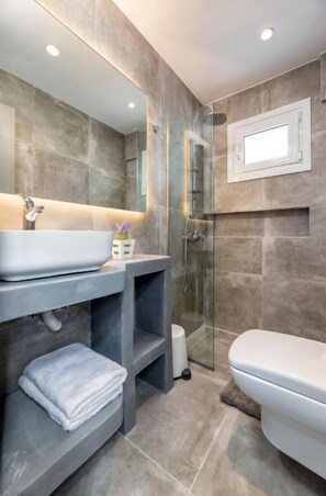 Shower, hair dryer, towels, soap - Room 10 @ Pelican Paros in the Old Town! (Paros)