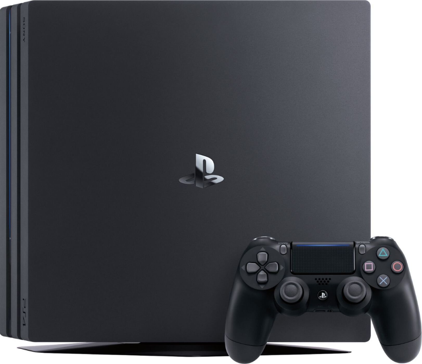 Una consola PlayStation 5 negra con un mando.