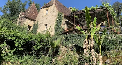 Near Sarlat. Montignac. Eyzies medieval house in the forest of the Château
