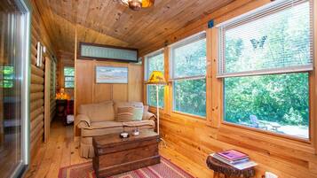 TV, fireplace, DVD player, books