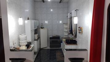 Microwave, coffee/tea maker, cookware/dishes/utensils