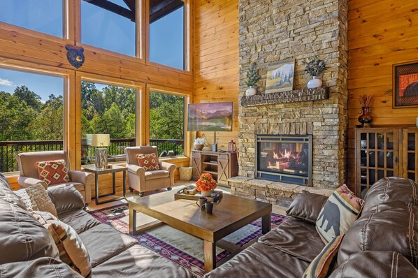 Smart TV, fireplace, video games, DVD player