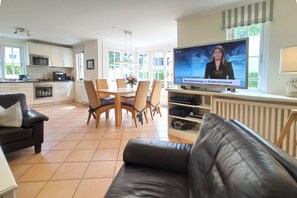 TV, fireplace