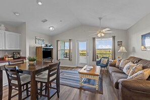 TV, DVD player, video library